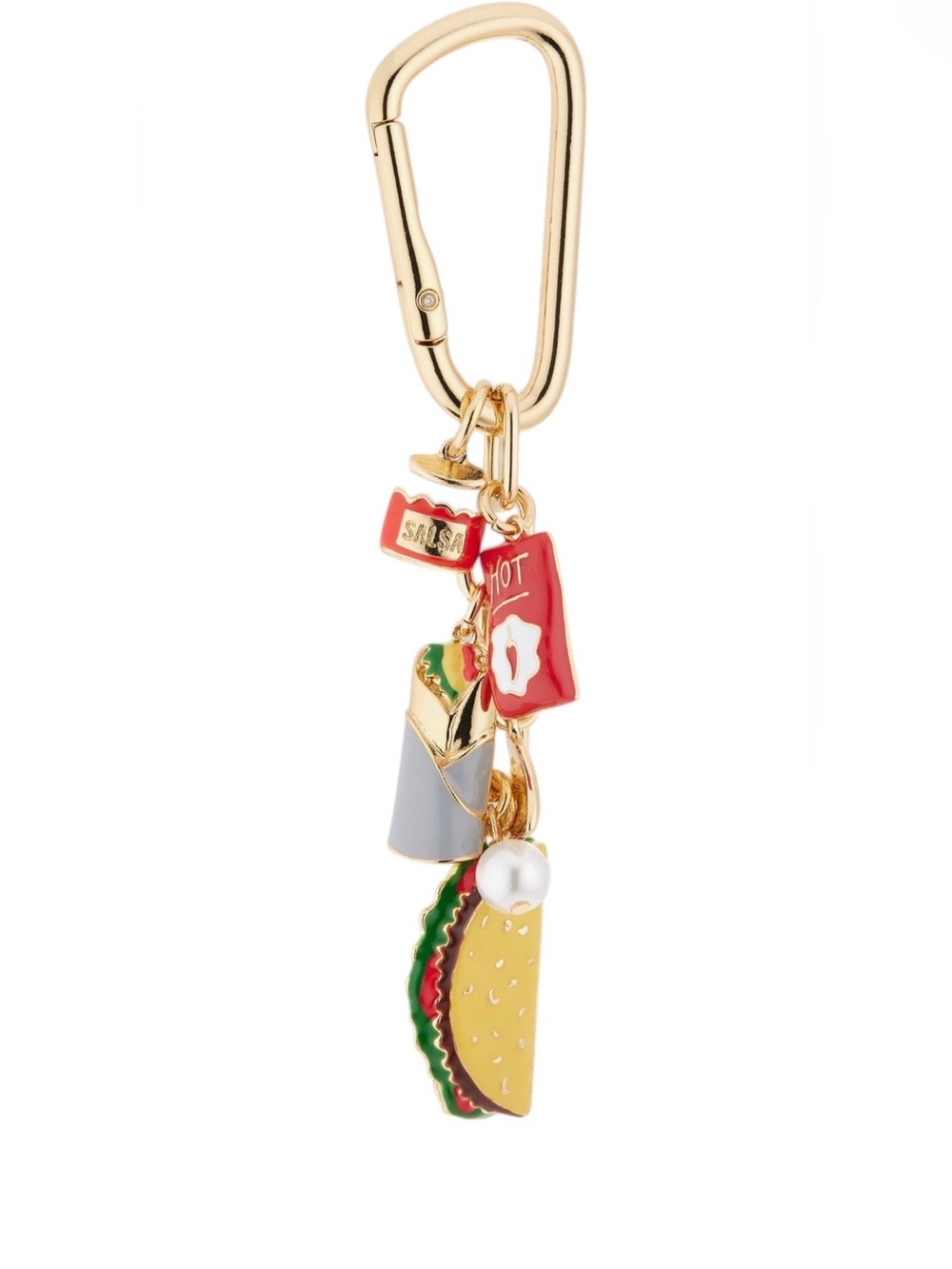 Gold Taco Charm Keychain with Red Snack Charms 👜🌮